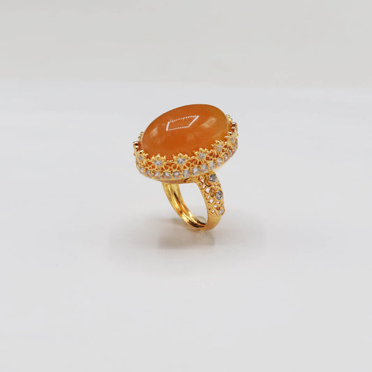 GOLD PLATED RINGS WITH AQEEQ STONE